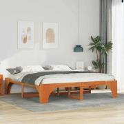 vidaXL Sängram Brun 200 x 200 cm Massiv furu