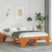 vidaXL Sängram Brun 120 x 200 cm Massiv furu