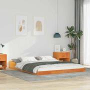 vidaXL Sängram Vaxbrun 140 x 200 cm Massiv furu