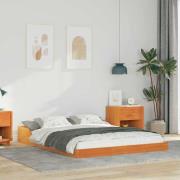vidaXL Sängram Vaxbrun 140 x 190 cm Massiv furu