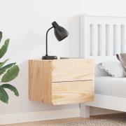 vidaXL Sängbord med låda 2 pcs Naturfärg 39 x 34 x 33 cm Massiv furu
