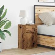 vidaXL LED Sängbord Cabinet med låda Gammalt trä 38 x 34 x 61 cm