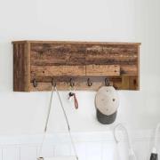 vidaXL Väggmonterad Klädhängare med hylla Gammalt trä 80 x 20 x 30 cm