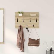 vidaXL Väggmonterad Klädhängare med hylla Sonoma ek 80 x 40 x 12 cm
