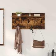 vidaXL Väggmonterad Klädhängare med hylla Rökt ek 80 x 40 x 12 cm