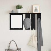 vidaXL Väggmonterad Klädhängare med hylla Svart ek 85 x 10 x 45 cm
