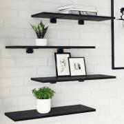 vidaXL Bokhylla Bräda 4 pcs Svart 60 x 20 x 1.5 cm Konstruerat trä