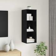 vidaXL TV-skåp Väggmonterad Svart ek 37 x 37 x 107 cm Konstruerat trä