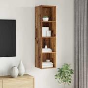 vidaXL Väggmonterad TV-bänk Gammalt trä 37 x 37 x 142.5 cm