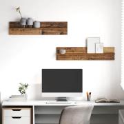 vidaXL Vägg hyllor 2 pcs Gammalt trä 80 x 11,5 x 18 cm Konstruerat trä