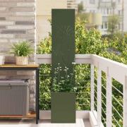 vidaXL Trädgårdsplanterare med dekorativ panel Olivgrön 32 x 140 cm