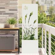 vidaXL Trädgårdsplanterare med dekorativ panel Vit 50 x 140 cm
