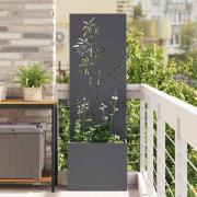 vidaXL Trädgårdsplanterare med dekorativ panel Antracit 50 x 140 cm