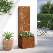 vidaXL Trädgårdsplanterare med dekorativ panel Rostig 50 x 140 cm