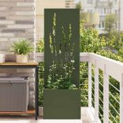 vidaXL Trädgårdsplanterare med dekorativ panel Olivgrön 50 x 140 cm