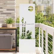 vidaXL Trädgårdsplanterare med dekorativ panel Vit 50 x 140 cm