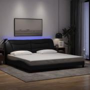 vidaXL Sängram med LED utan madrass svart 200x200 cm tyg