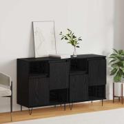 vidaXL Sideboard 2 pcs Svart Ek 60 x 35 x 70 cm