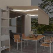 vidaXL Automatisk markis med vindsensor rullgardin LED 4x3 m gräddvit