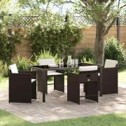 vidaXL Trädgårdsmöbelset 5 pcs Brun konstrotting