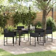 vidaXL Trädgårdsmöbelset 5 pcs Svart konstrotting