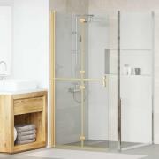vidaXL Walk-in duschvägg Guld och transparent 90 x 190 cm Härdat glas