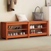 vidaXL Skobänk med hylla Vaxbrun 160 x 36,5 x 50 cm Massiv furu