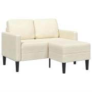 vidaXL 2-sitssoffa med schäslong L-formad gräddvit 125 cm sammet