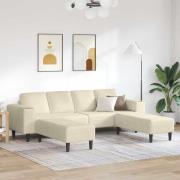 vidaXL Tygsoffa med kudde Kräm 208 cm Mockatyg