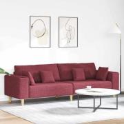 vidaXL Soffa med kudde Vinröd 250 x 77 x 76 cm tyg