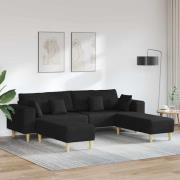 Tygsoffa med kudde 3 pcs Svart 208 cm tyg