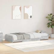 vidaXL Sängram med huvudgavel Betonggrå 98,5 x 200 cm Konstruerat trä