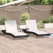 vidaXL Solstolar 3 pcs Svart och Vitt 40 x 40 x 40.5 cm konstrotting
