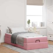 vidaXL Sängram med madrass med lagring Rosa 100 x 200 cm Sammet