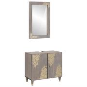 vidaXL Badrumsmöbelset Väggmonterad med dörr 2 pcs Grå 62 x 33 x 58 cm