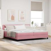 vidaXL Resårsäng med madrass med madrass Rosa 200 x 200 cm tyg