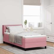 vidaXL Boxfjädring med madrass Svart 100x200 cm Sammet Rosa