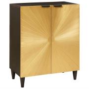 vidaXL Sideboard Svart och Guld 60 x 33 x 75 cm Massivt mangoträ