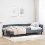 vidaXL Hörn Sängram med huvudgavel Mörkgrå 90 cm x 190 cm Sammet