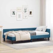 vidaXL Hörn Sängram med huvudgavel Blå 100 cm x 200 cm Sammet