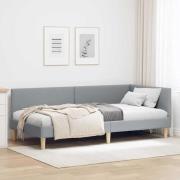 vidaXL Hörn Sängram Ljusgrå 80 cm x 200 cm Tyg och plywood