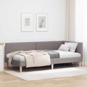 vidaXL Hörn Sängram Taupe 80 cm x 200 cm Tyg och plywood