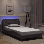 vidaXL Bed Frame with LED without Mattress "Hvar" Grey 100x200 cm