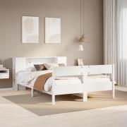 vidaXL Säng med bokhylla utan madrass vit 140x200cm massiv furu