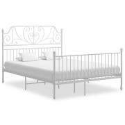 vidaXL Sängram med huvudgavel utan madrass vit 160x200 cm metall