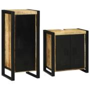 vidaXL Badrumsmöbelset 2 pcs Brun 55 x 35 x 60 cm Massivt mangoträ