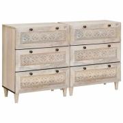 vidaXL Sideboard 2 pcs Vit 60 x 33 x 75 cm massivt mangoträ
