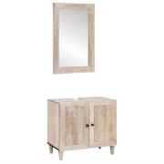 vidaXL Badrumsmöbelset 2 pcs Vit 62 x 33 x 58 cm massivt mangoträ