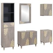 vidaXL Badrumsmöbelset med låda Väggmonterad 5 pcs Grå 62 x 33 x 58 cm
