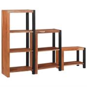 vidaXL Hyllsystem 3 pcs Brun 50 x 30 x 110 cm Massivt akaciaträ
